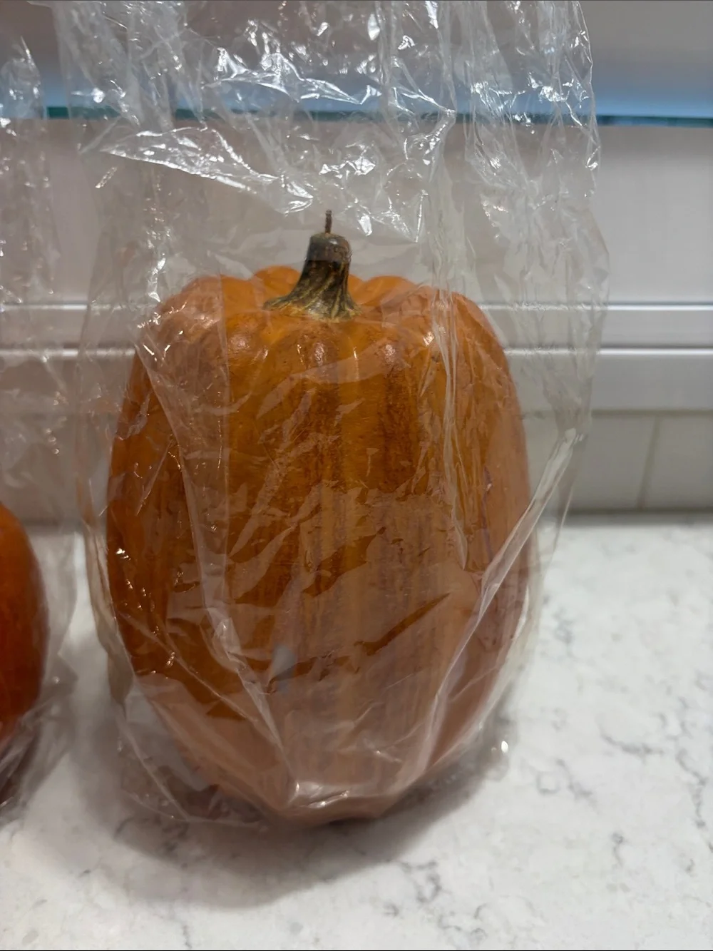 Pottery Barn tall pumpkin candle- never used- B